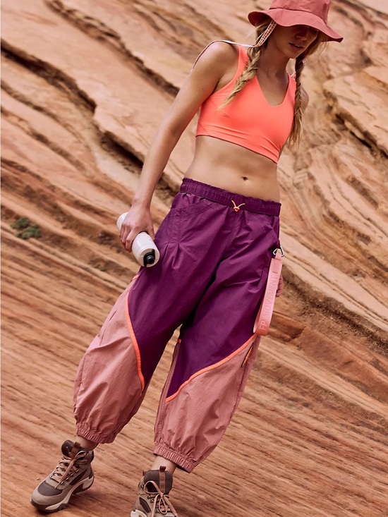 FP Movement by Free People Pants - FP Movement by Free People Freeflow Colorblock Pants Purple Large NWT